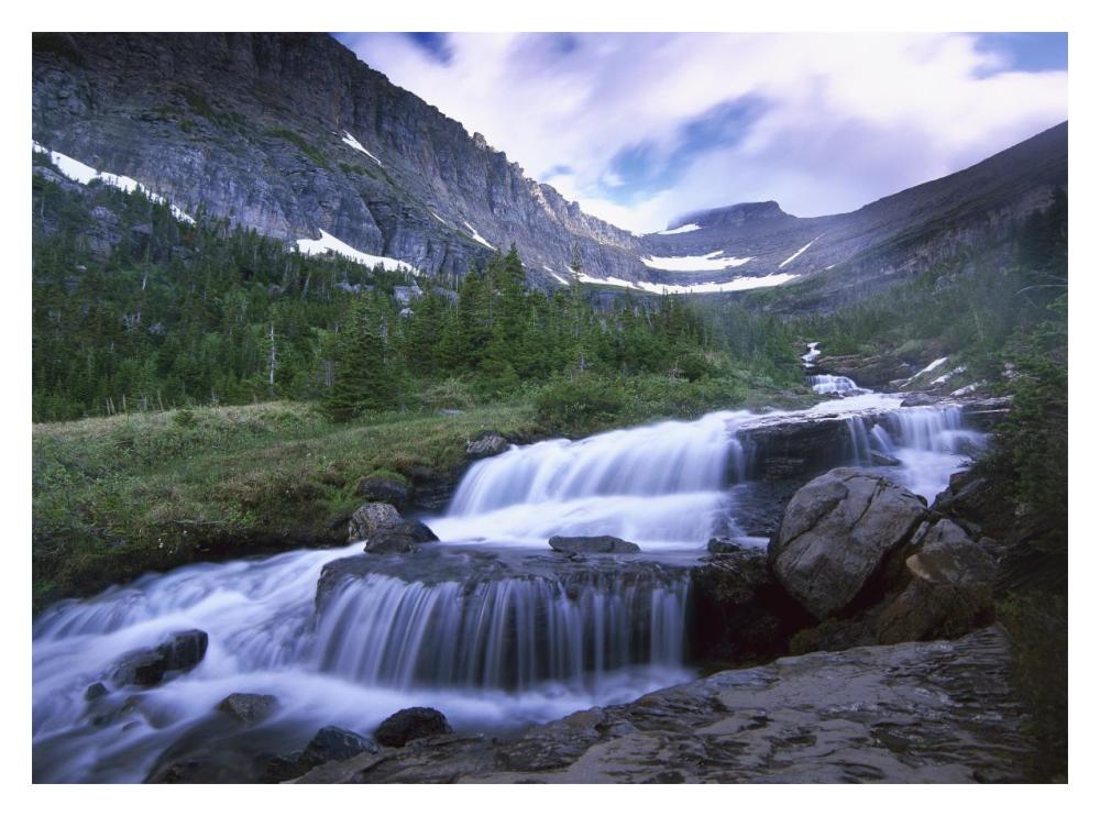 Lunch Creek Cascades, Glacier National Park, Montana-Paper Art-18X14