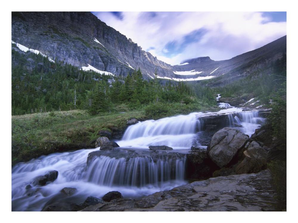 Lunch Creek Cascades, Glacier National Park, Montana-Paper Art-26X20