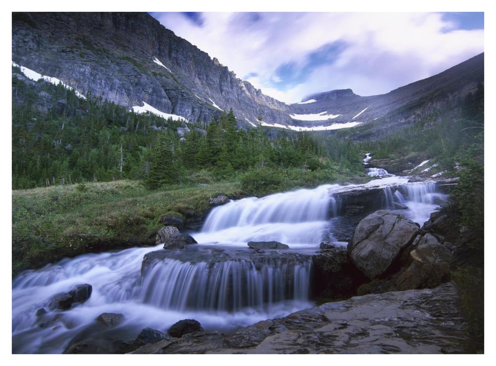 Lunch Creek Cascades, Glacier National Park, Montana-Paper Art-42X32