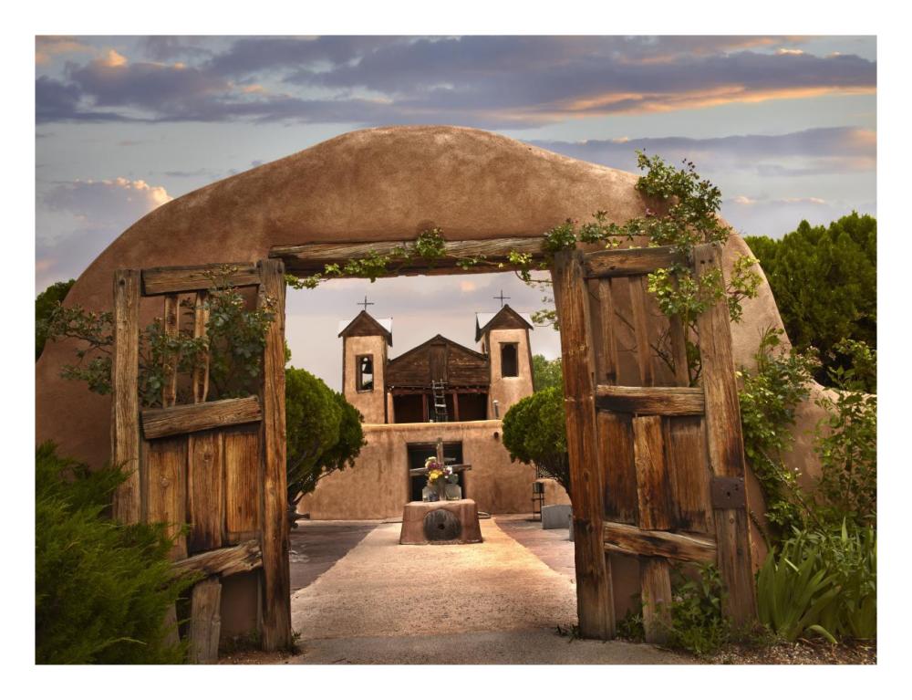 Church And Gate, El Santuario De Chimayo, New Mexico-Paper Art-26X20