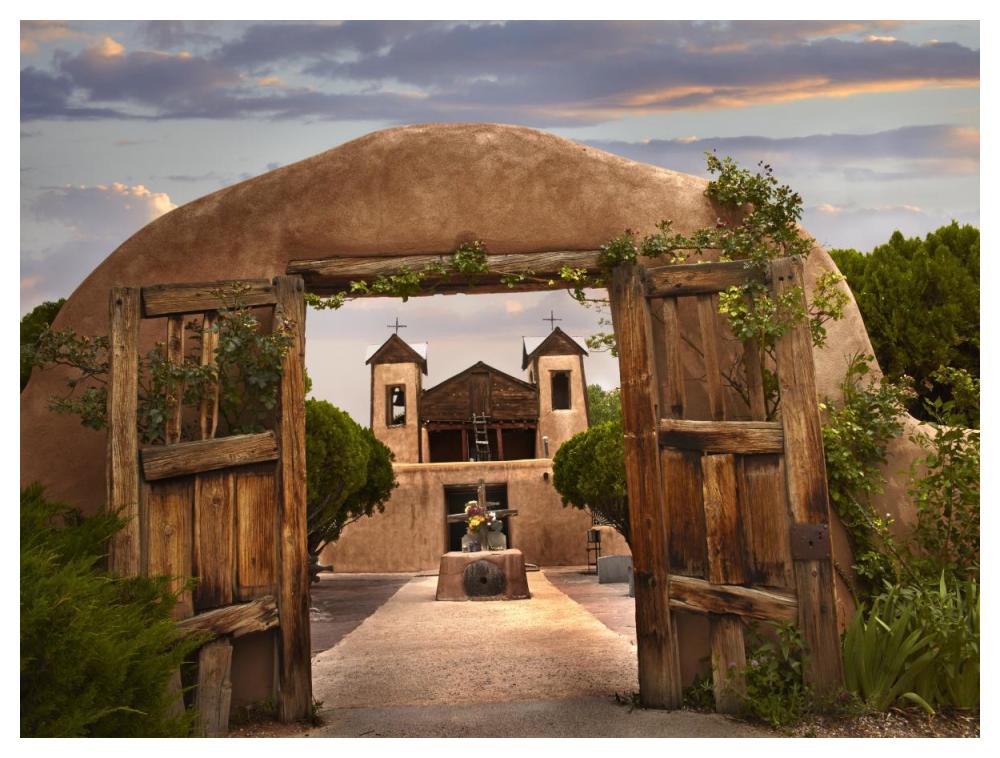 Church And Gate, El Santuario De Chimayo, New Mexico-Paper Art-50X38