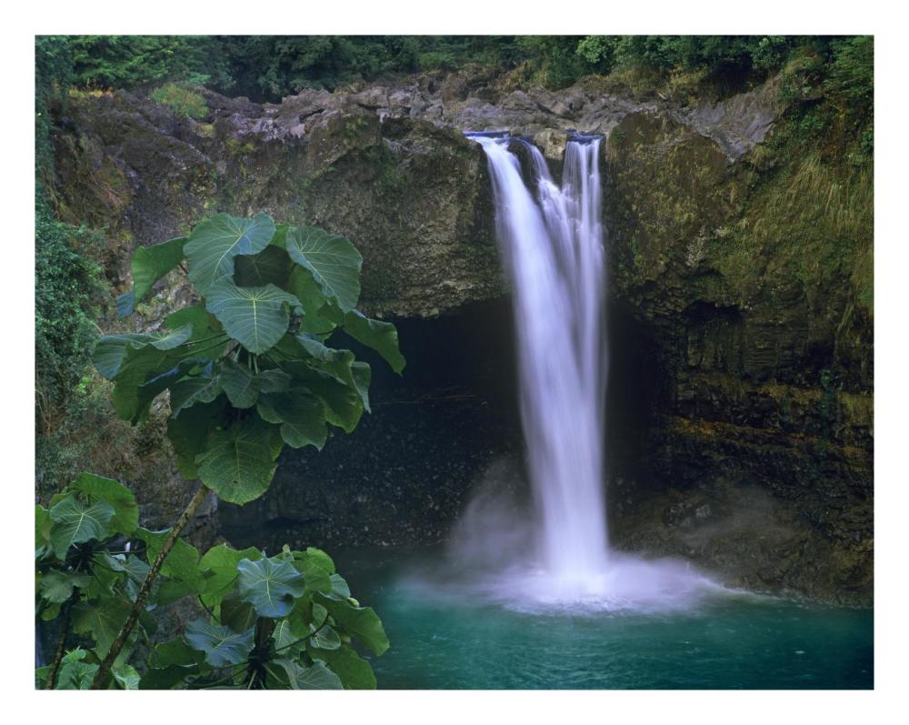 Rainbow Falls Cascading Into Pool, Big Island, Hawaii-Paper Art-26X20