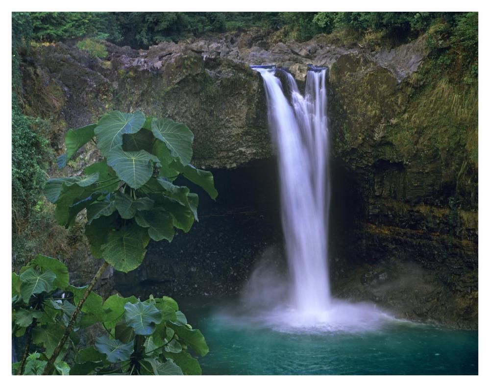 Rainbow Falls Cascading Into Pool, Big Island, Hawaii-Paper Art-42X32