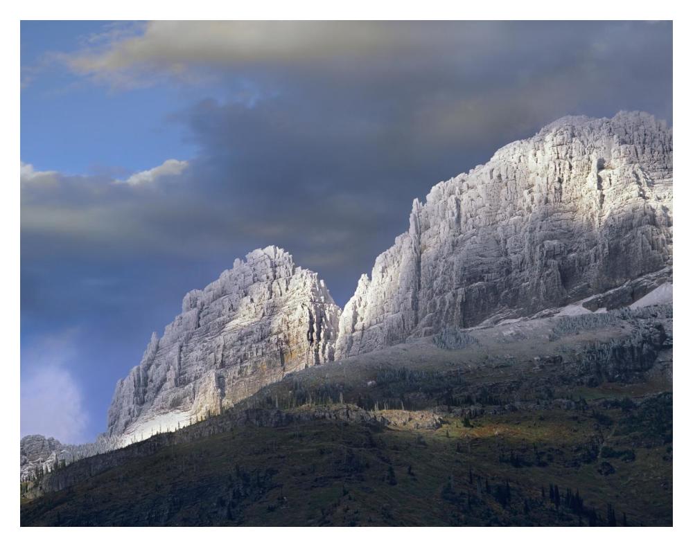 Snow Dusted Mountains, Glacier National Park, Montana-Paper Art-18X14