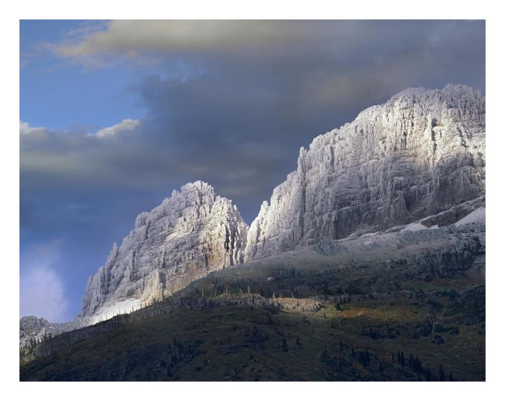 Snow Dusted Mountains, Glacier National Park, Montana-Paper Art-26X20
