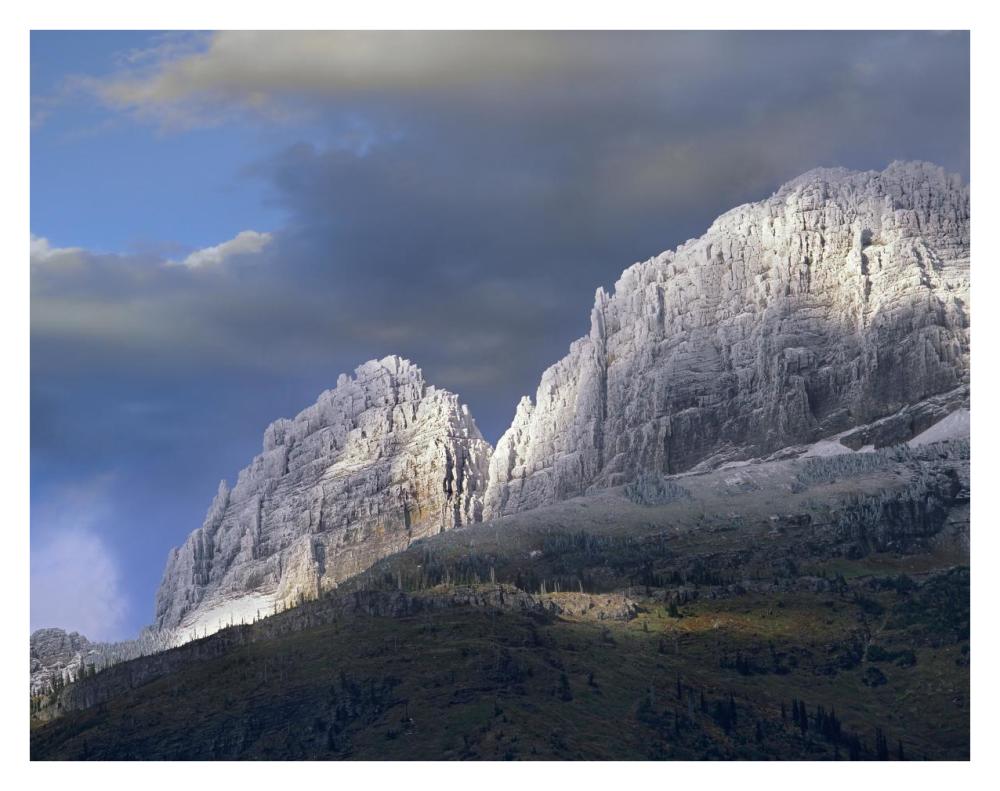 Snow Dusted Mountains, Glacier National Park, Montana-Paper Art-34X26