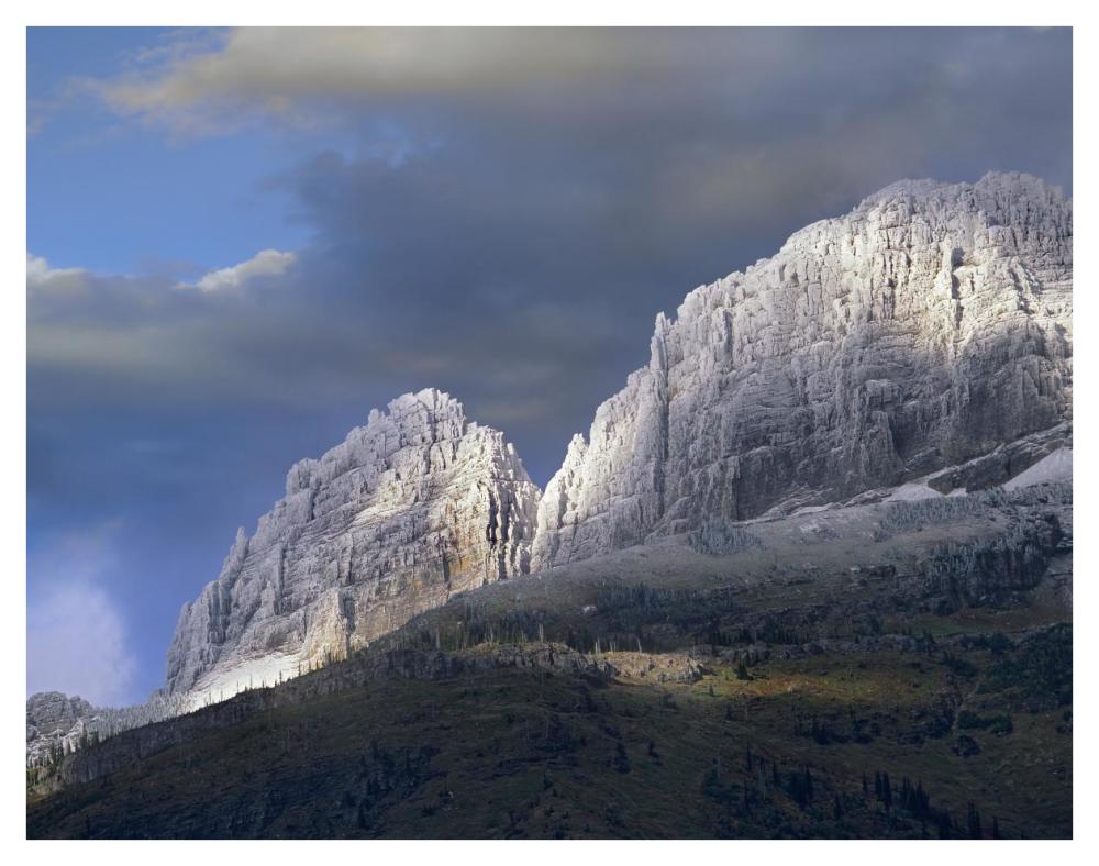 Snow Dusted Mountains, Glacier National Park, Montana-Paper Art-42X32