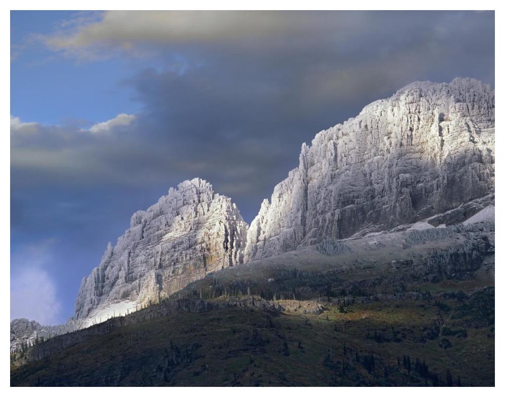 Snow Dusted Mountains, Glacier National Park, Montana-Paper Art-50X38