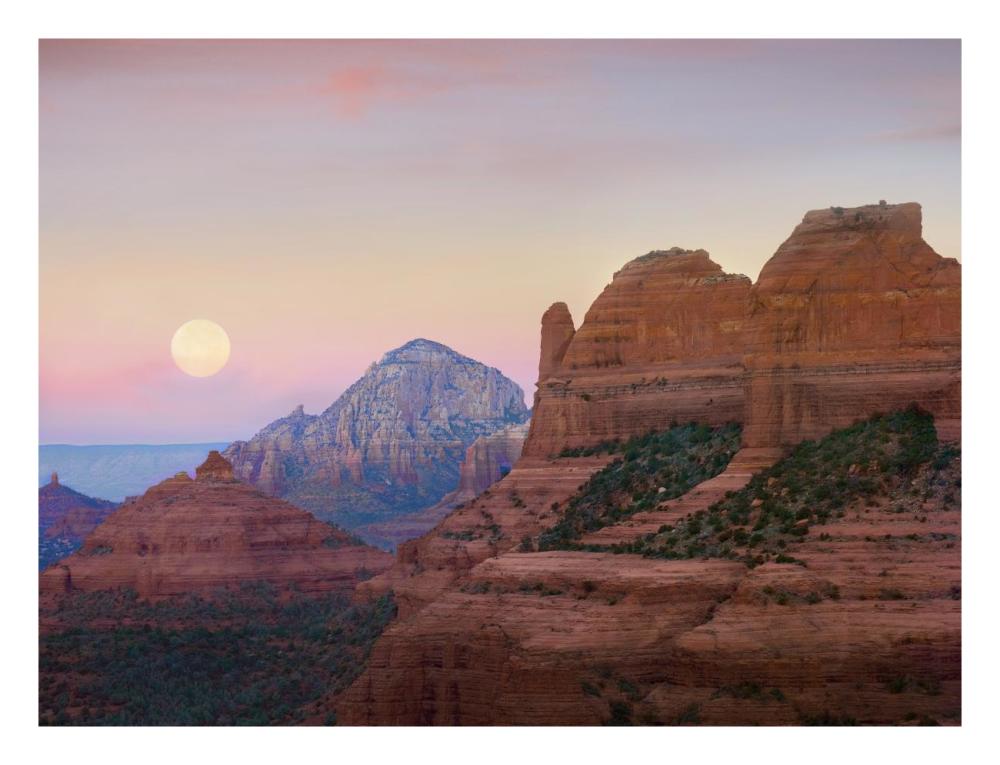 Moon Setting As Seen From Shelby Hill, Sedona, Arizona-Paper Art-26X20