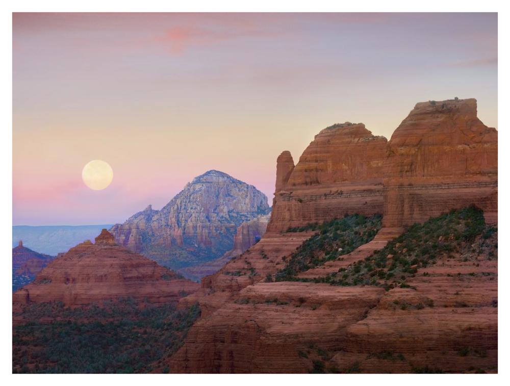 Moon Setting As Seen From Shelby Hill, Sedona, Arizona-Paper Art-42X32