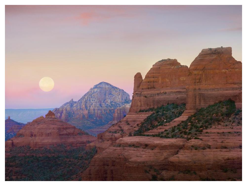 Moon Setting As Seen From Shelby Hill, Sedona, Arizona-Paper Art-50X38