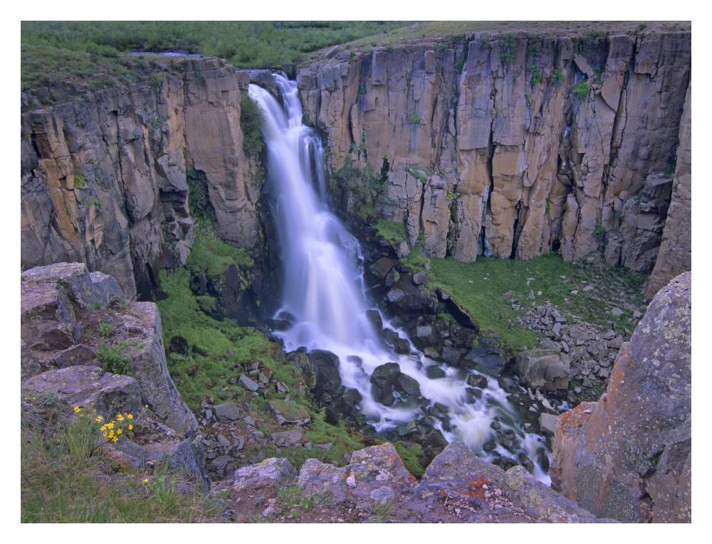 North Clear Creek Falls Cascading Down Cliff, Colorado-Paper Art-18X14