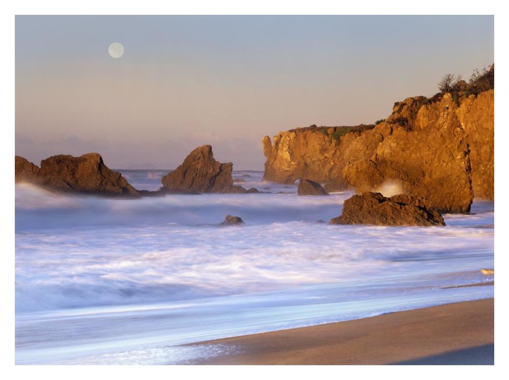 Seastacks And Full Moon At El Matador Beach, California-Paper Art-18X14