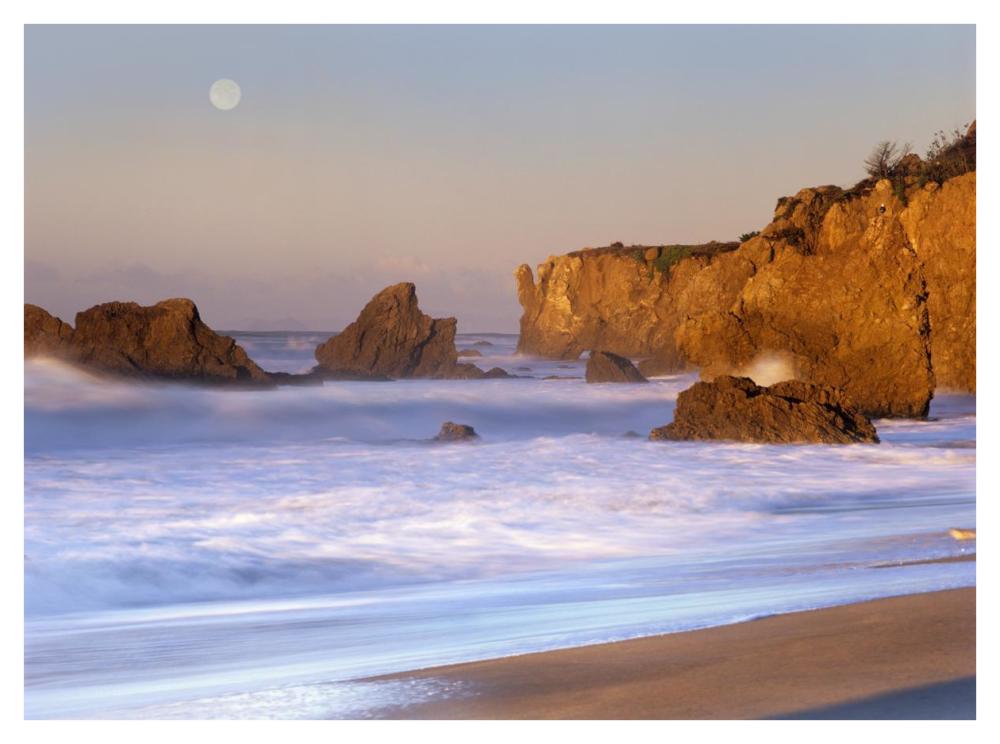Seastacks And Full Moon At El Matador Beach, California-Paper Art-42X32
