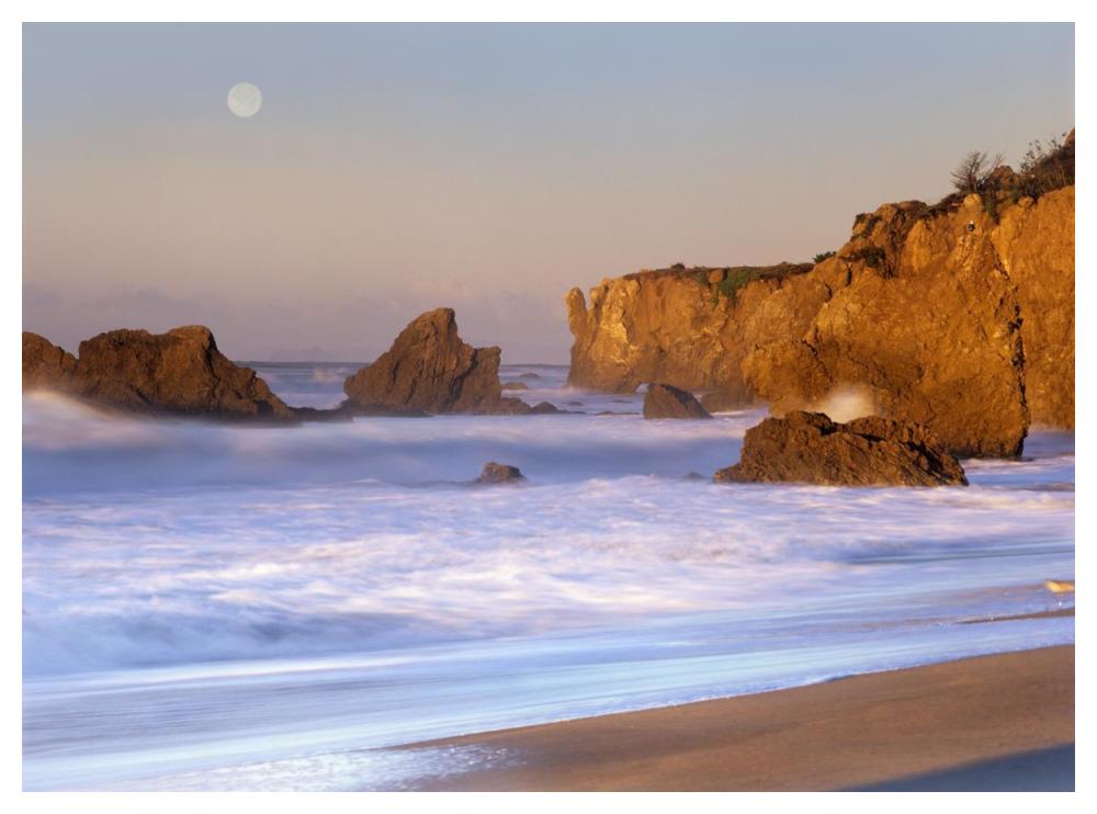Seastacks And Full Moon At El Matador Beach, California-Paper Art-50X38