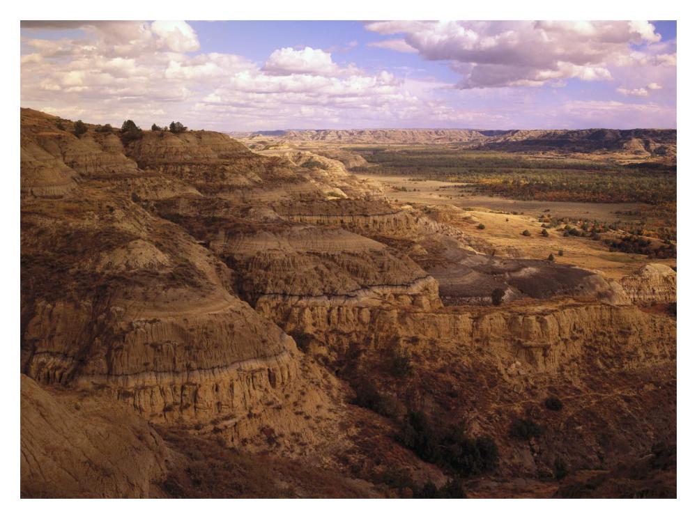 Badlands In Theodore Roosevelt National Park, North Dakota-Paper Art-18X14