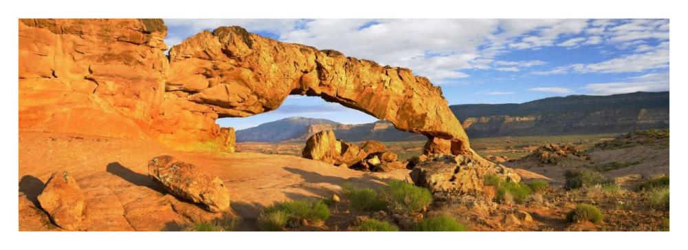 Panorama Of Sunset Arch, Escalante National Monument, Utah-Paper Art-38X14