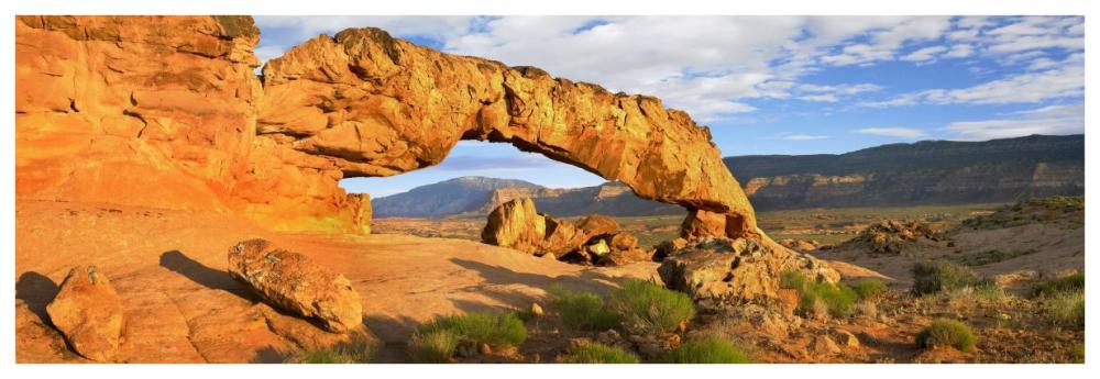 Panorama Of Sunset Arch, Escalante National Monument, Utah-Paper Art-74X26