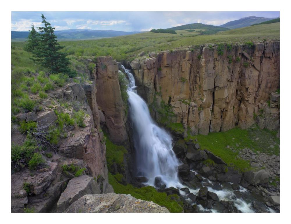 North Clear Creek Waterfall Cascading Down Cliff, Colorado-Paper Art-26X20