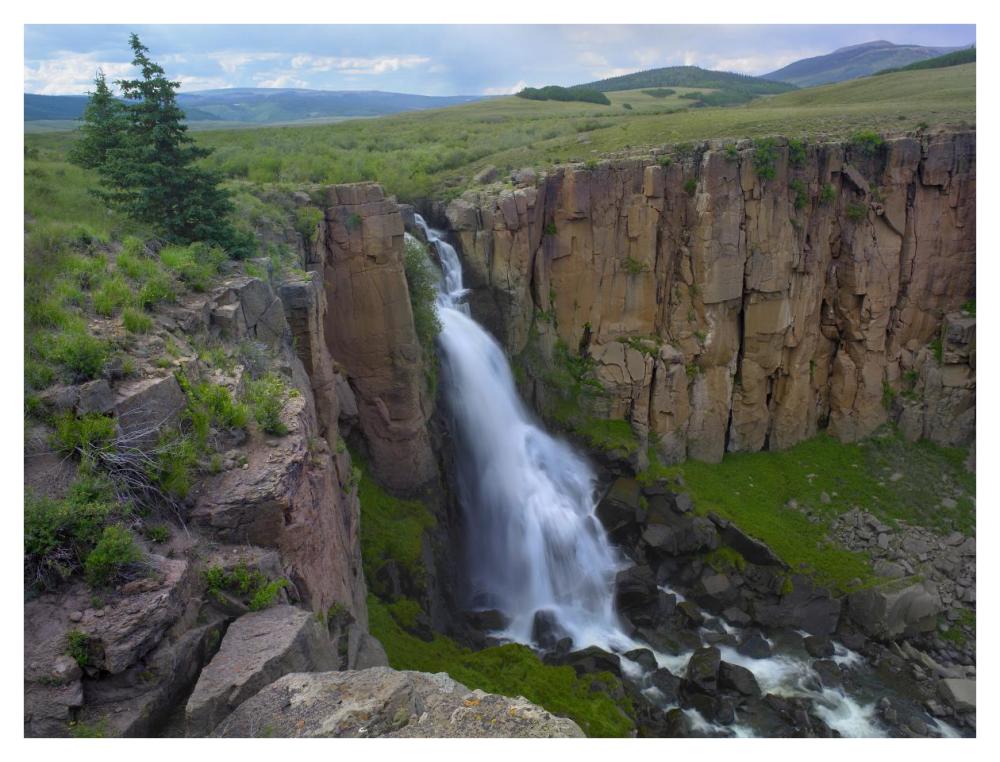 North Clear Creek Waterfall Cascading Down Cliff, Colorado-Paper Art-42X32