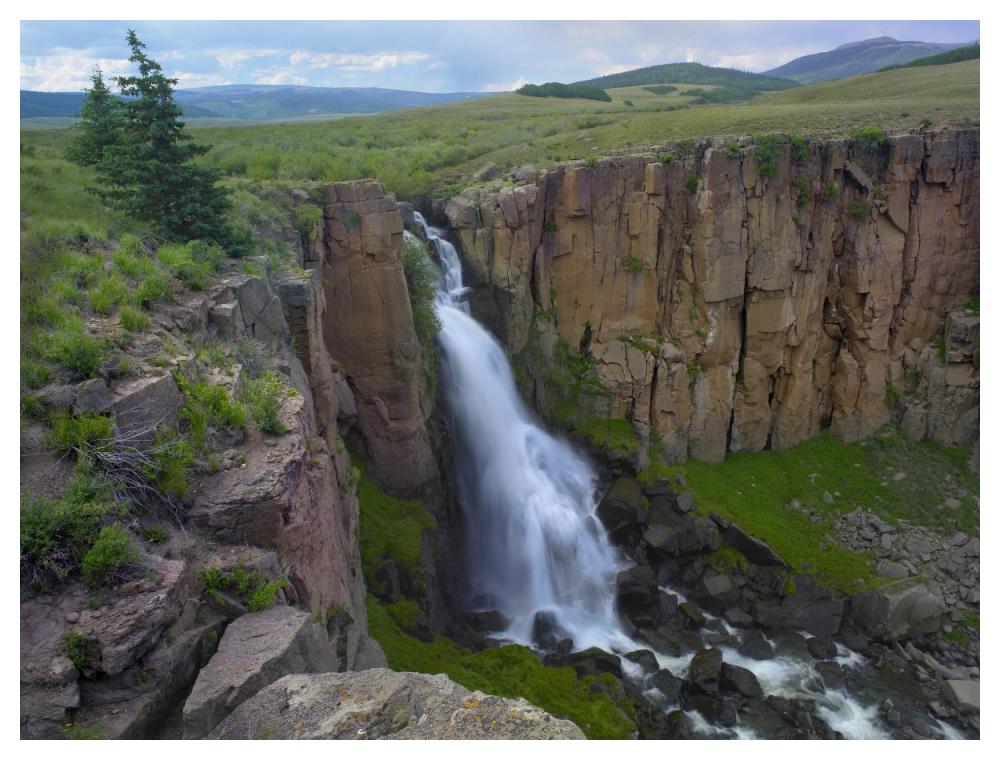 North Clear Creek Waterfall Cascading Down Cliff, Colorado-Paper Art-50X38