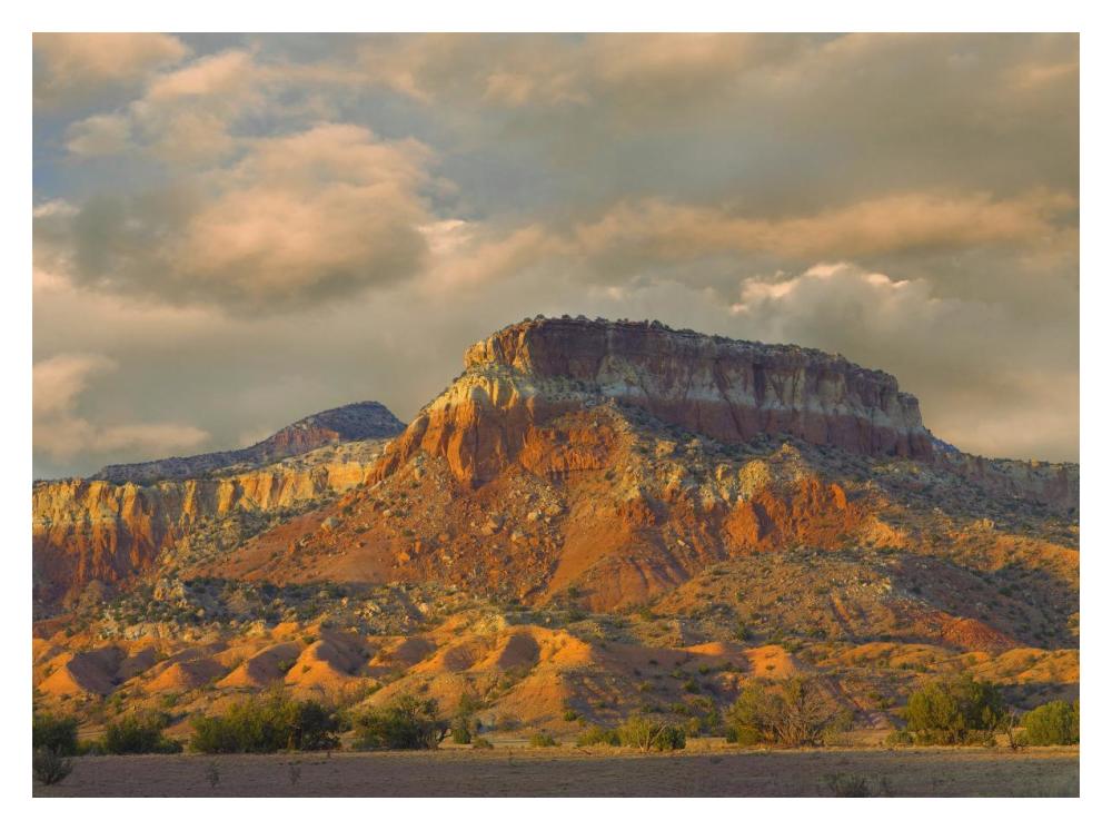 Sandstone Butte Showing Sedimentary Rock Layers, New Mexico-Paper Art-18X14