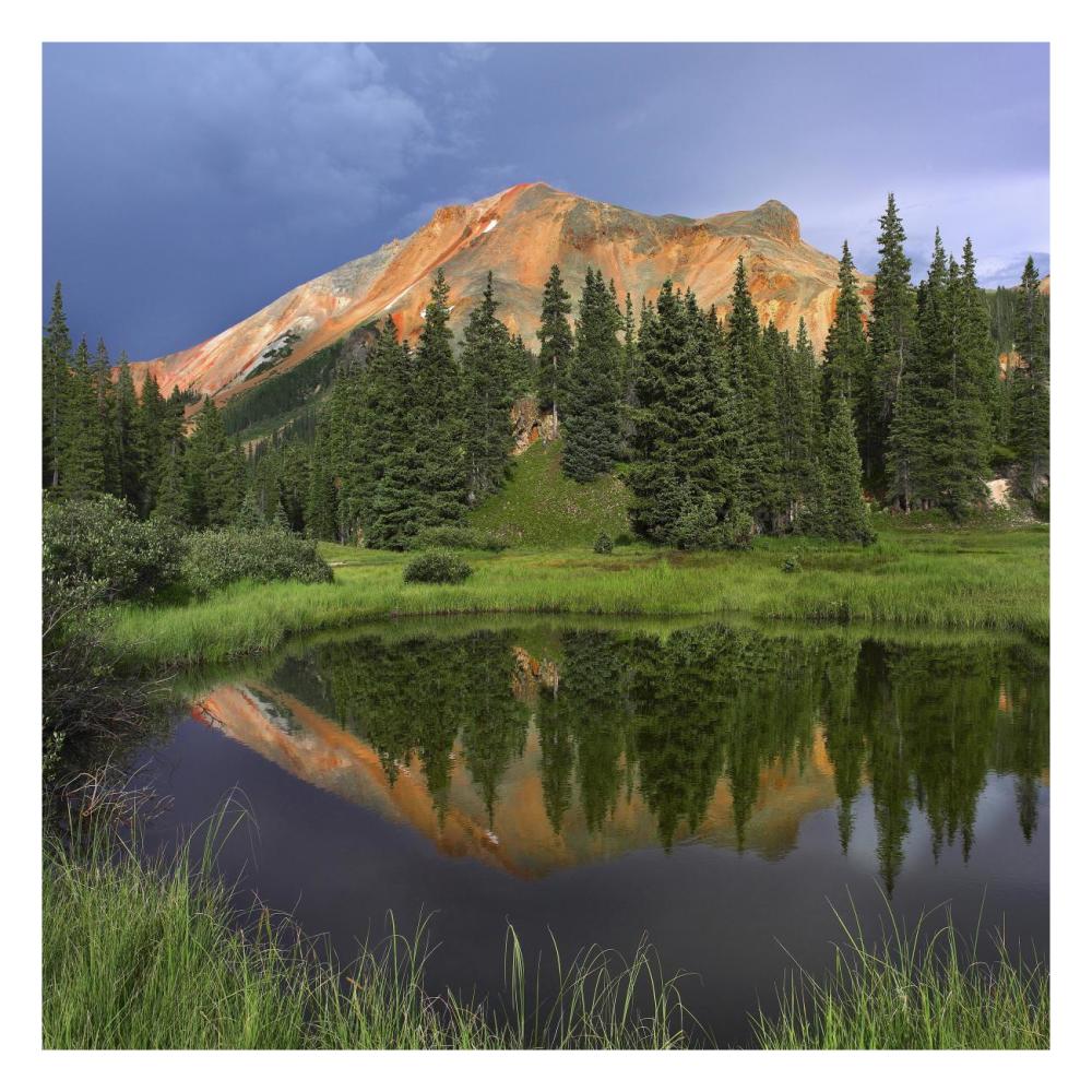 Red Mountain Reflected In Pond, San Juan Mountains, Colorado-Paper Art-26X26