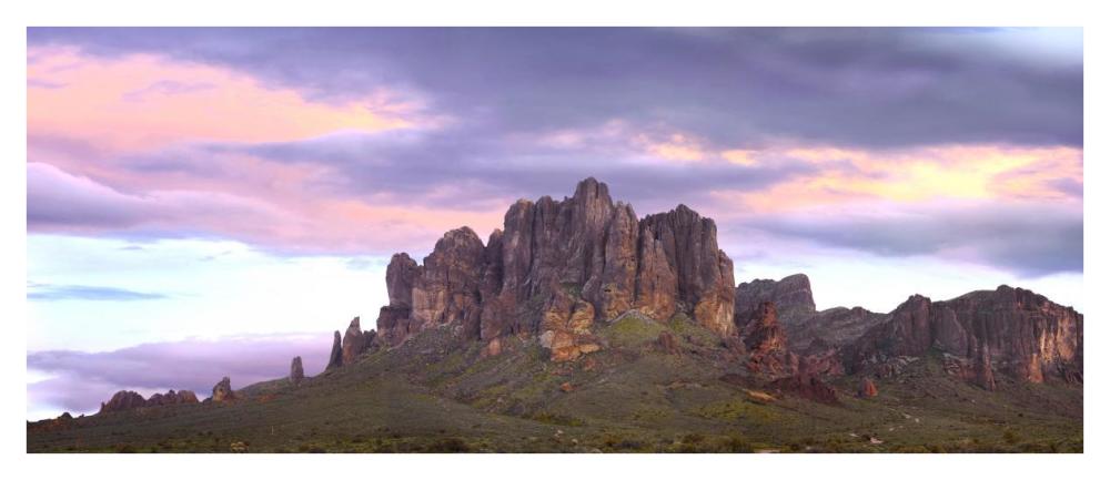 Panoramic View Of The Superstition Mountains At Sunset, Arizona-Paper Art-42X18