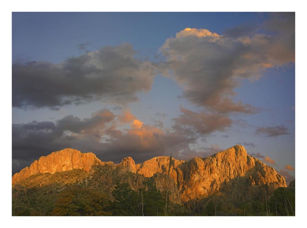 Sunlight Illuminating Chisos Mountains, Chihuahuan Desert, Texas-Paper Art-26X20