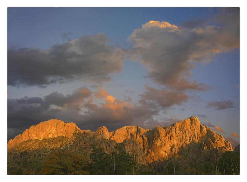 Sunlight Illuminating Chisos Mountains, Chihuahuan Desert, Texas-Paper Art-34X26