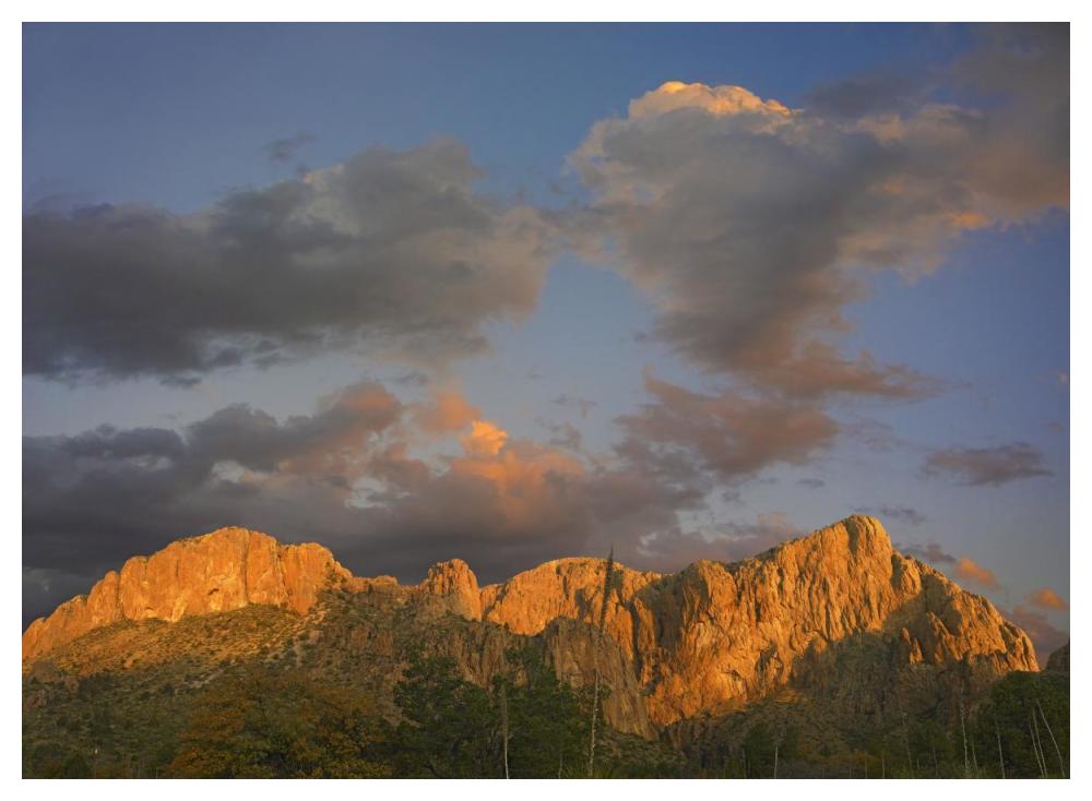 Sunlight Illuminating Chisos Mountains, Chihuahuan Desert, Texas-Paper Art-50X38