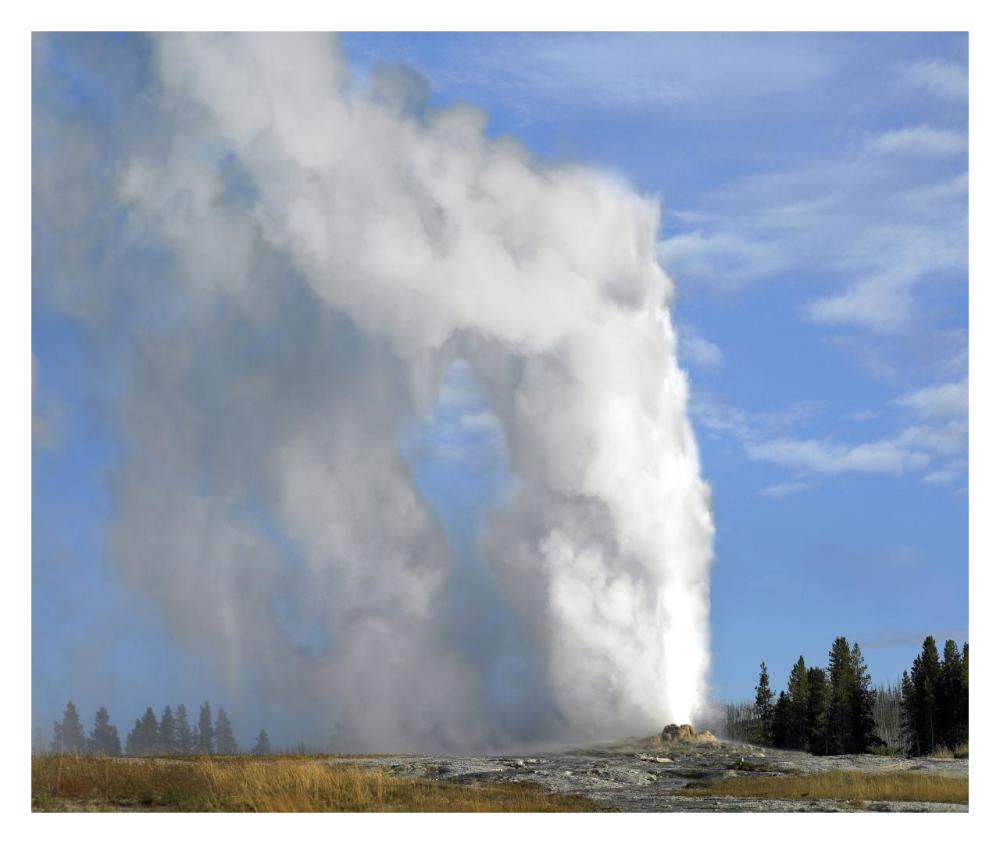 Old Faithful Geyser Spouting, Yellowstone National Park, Wyoming-Paper Art-32X26.9