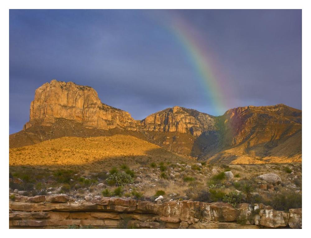 Rainbow Near El Capitan, Guadalupe Mountains National Park, Texas-Paper Art-18X14