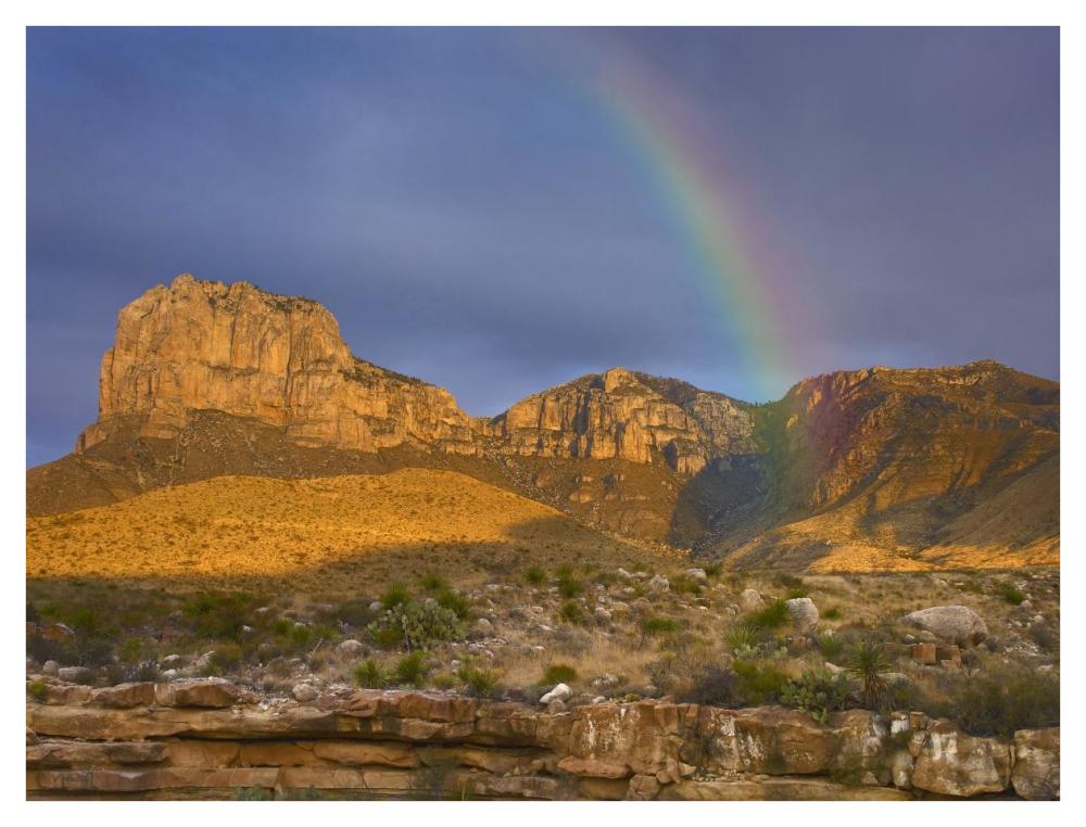 Rainbow Near El Capitan, Guadalupe Mountains National Park, Texas-Paper Art-42X32