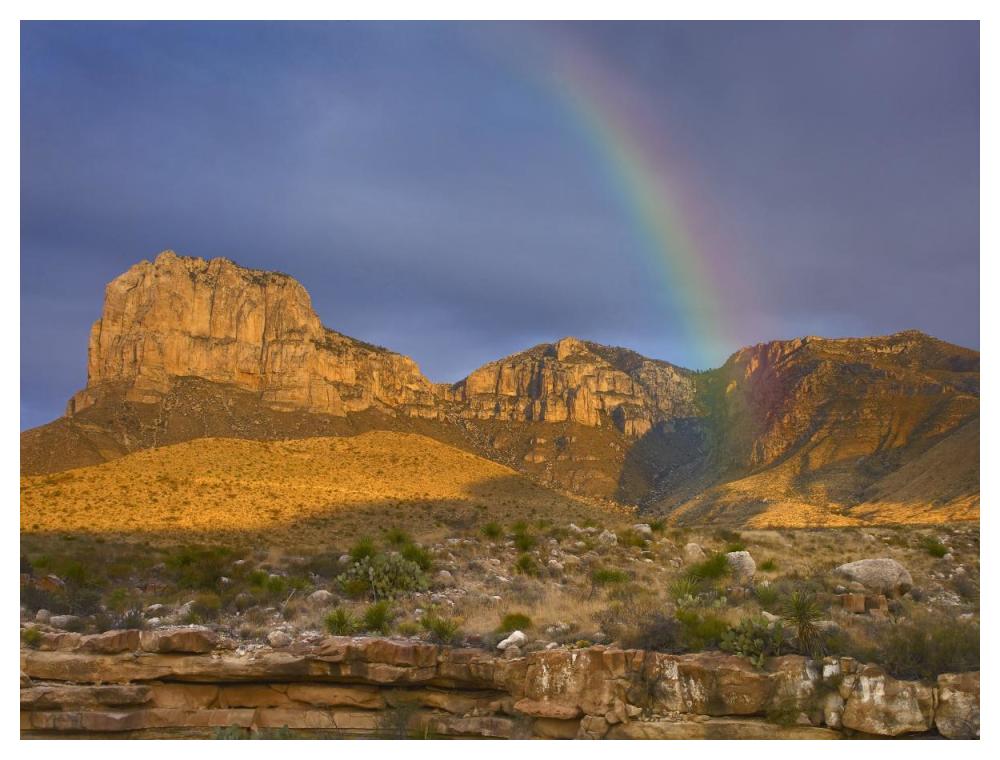 Rainbow Near El Capitan, Guadalupe Mountains National Park, Texas-Paper Art-50X38