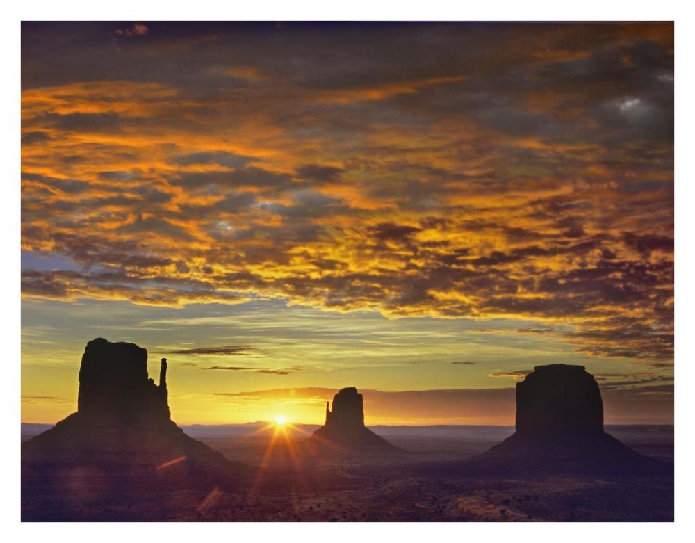 The Mittens And Merrick Butte At Sunrise, Monument Valley, Arizona-Paper Art-34X26