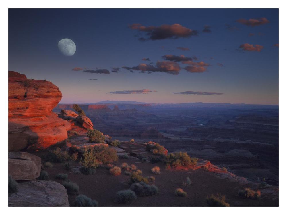 Moon Over Canyonlands National Park From Green River Overlook, Utah-Paper Art-18X14