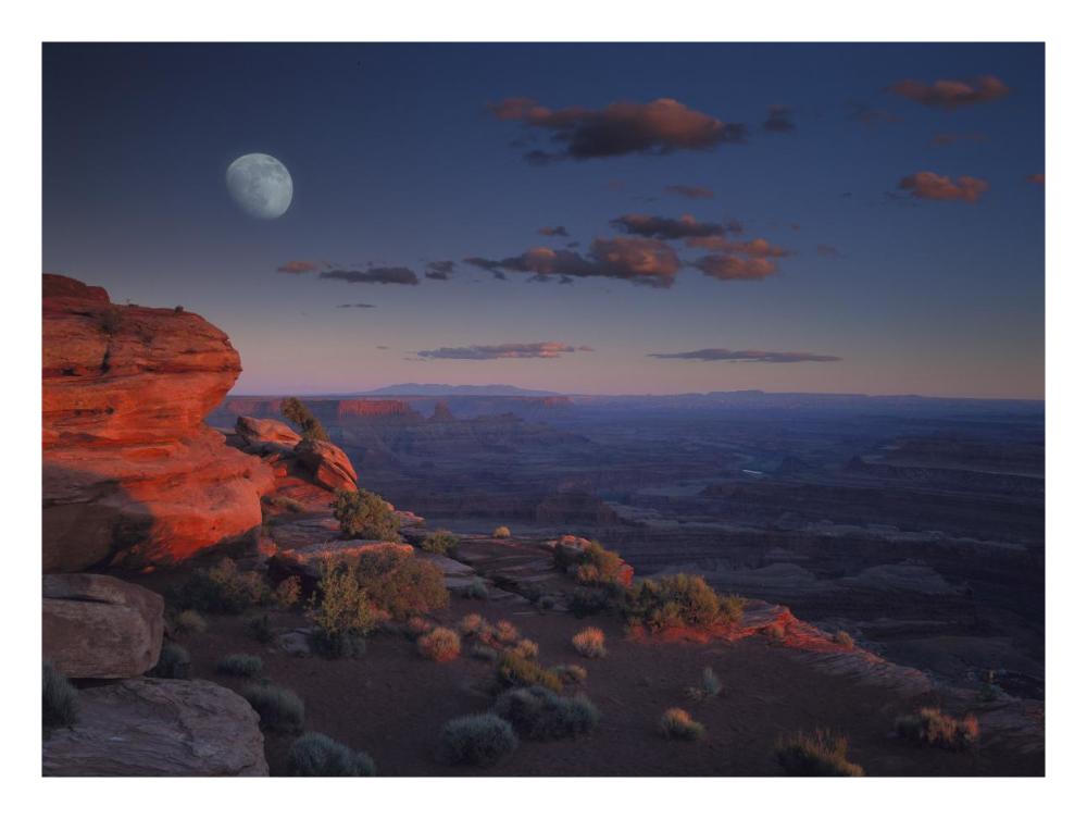 Moon Over Canyonlands National Park From Green River Overlook, Utah-Paper Art-26X20
