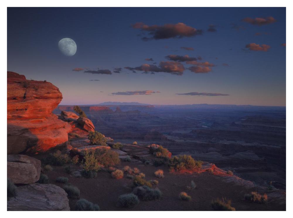 Moon Over Canyonlands National Park From Green River Overlook, Utah-Paper Art-42X32