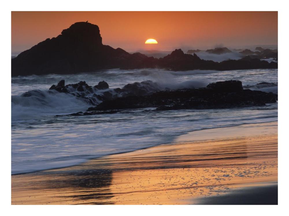 Crashing Surf On Rocks At Sunset, Point Piedras Blancas, California-Paper Art-26X20
