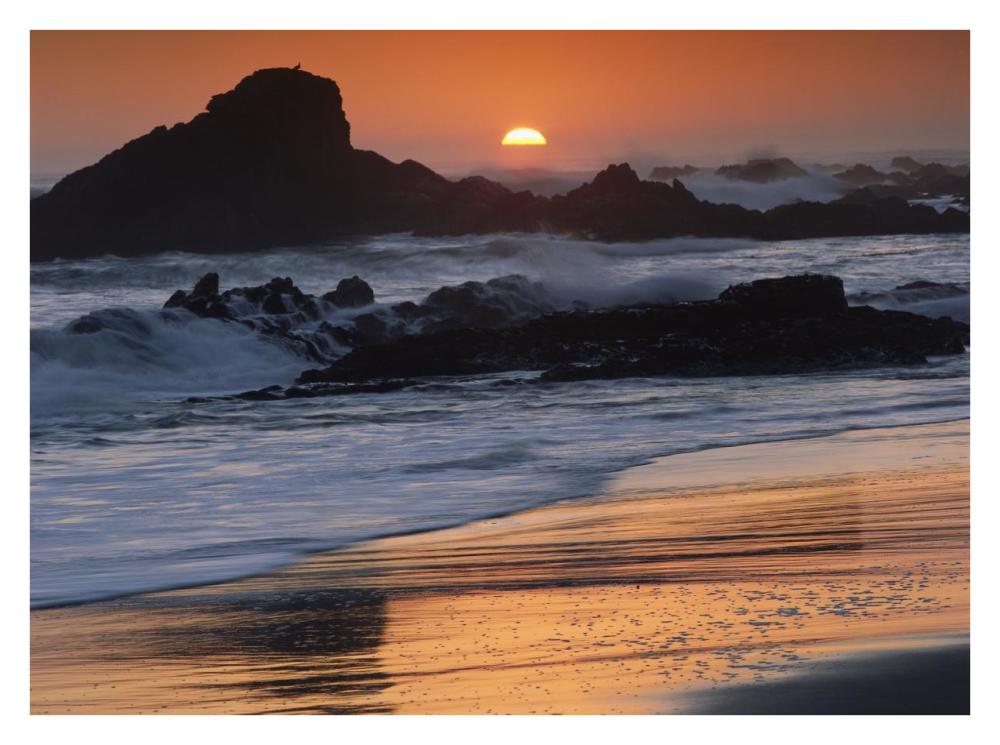 Crashing Surf On Rocks At Sunset, Point Piedras Blancas, California-Paper Art-34X26