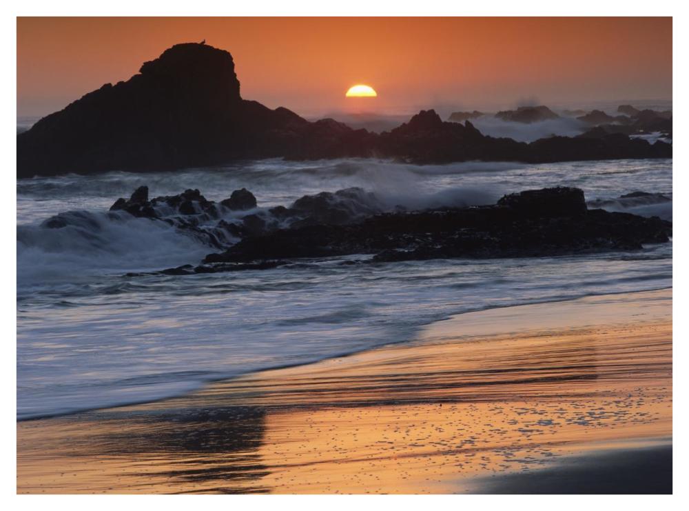 Crashing Surf On Rocks At Sunset, Point Piedras Blancas, California-Paper Art-42X32