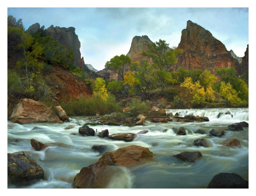 Court Of The Patriarchs Rising Above River, Zion National Park, Utah-Paper Art-18X14