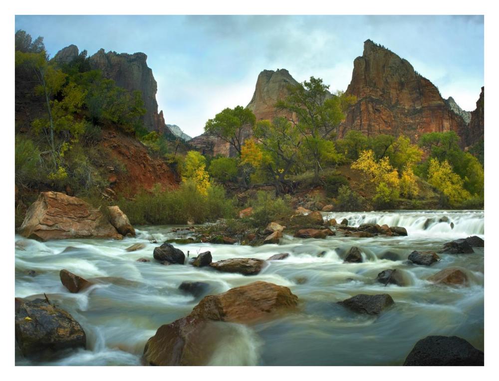Court Of The Patriarchs Rising Above River, Zion National Park, Utah-Paper Art-34X26