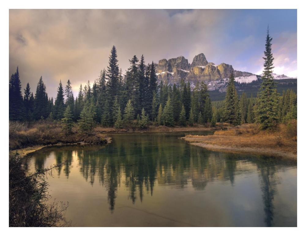 Castle Mountain And Boreal Forest Reflected In Lake, Alberta, Canada-Paper Art-18X14