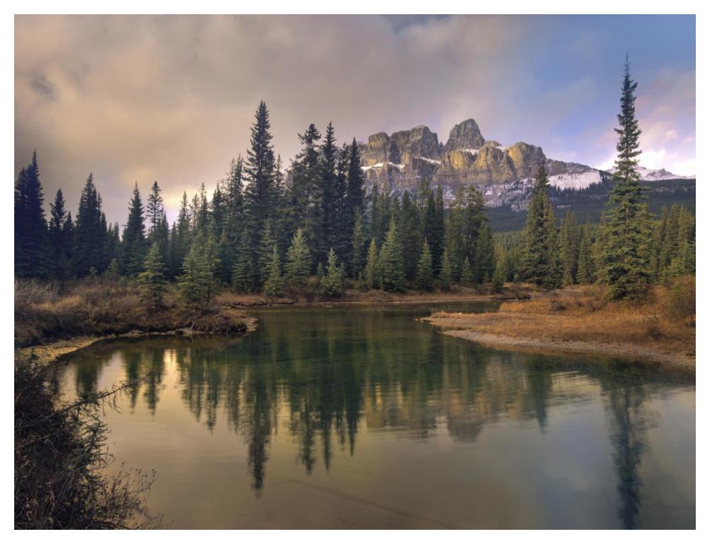Castle Mountain And Boreal Forest Reflected In Lake, Alberta, Canada-Paper Art-50X38