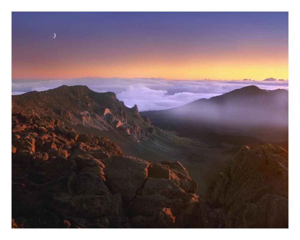 Sunrise And Crescent Moon Overlooking Haleakala Crater, Maui, Hawaii-Paper Art-26X20