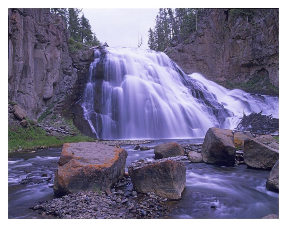 Gibbon Falls Cascading Into River, Yellowstone National Park, Wyoming-Paper Art-18X14