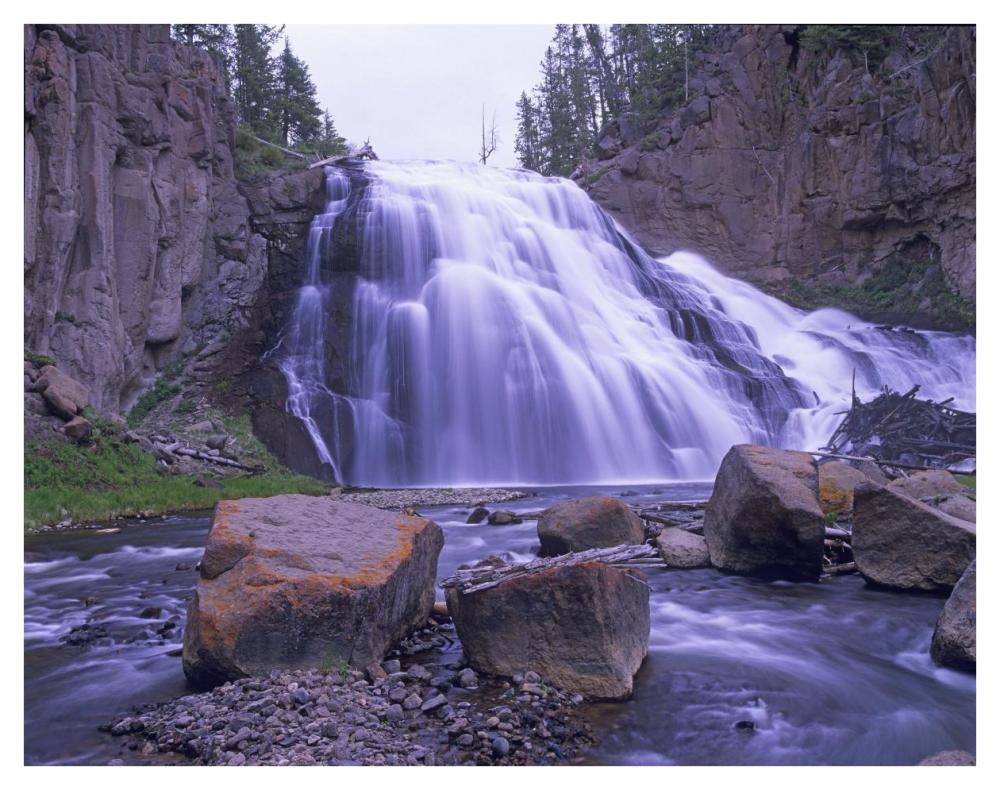 Gibbon Falls Cascading Into River, Yellowstone National Park, Wyoming-Paper Art-42X32
