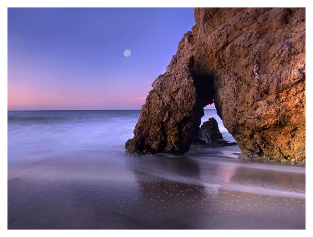 Sea Arch And Full Moon Over El Matador State Beach, Malibu, California-Paper Art-42X32